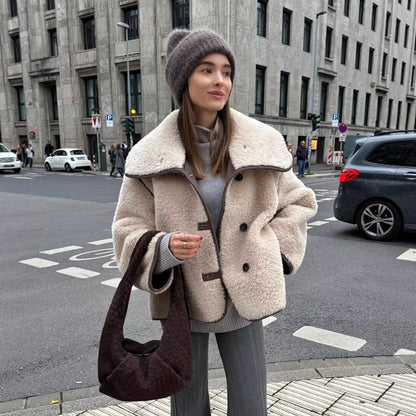 Damen Teddyjacke Kuschelig Velours