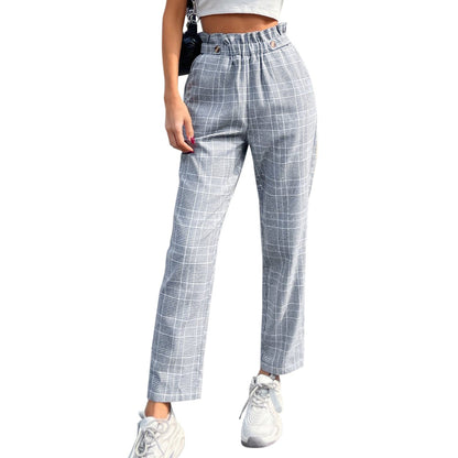 Damen Karohose Hohes Modell Mit Knöpfen Eveloria