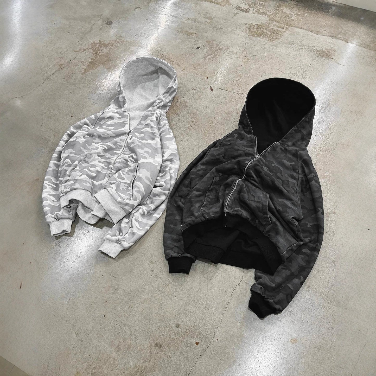 Damen Kapuzenpullover Camouflage Muster Breite Bündchen Eveloria