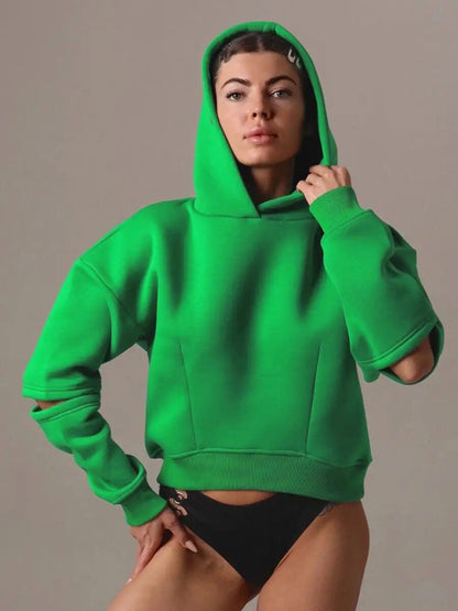 Damen Cropped Hoodie Kapuze Lässiger Schnitt Eveloria