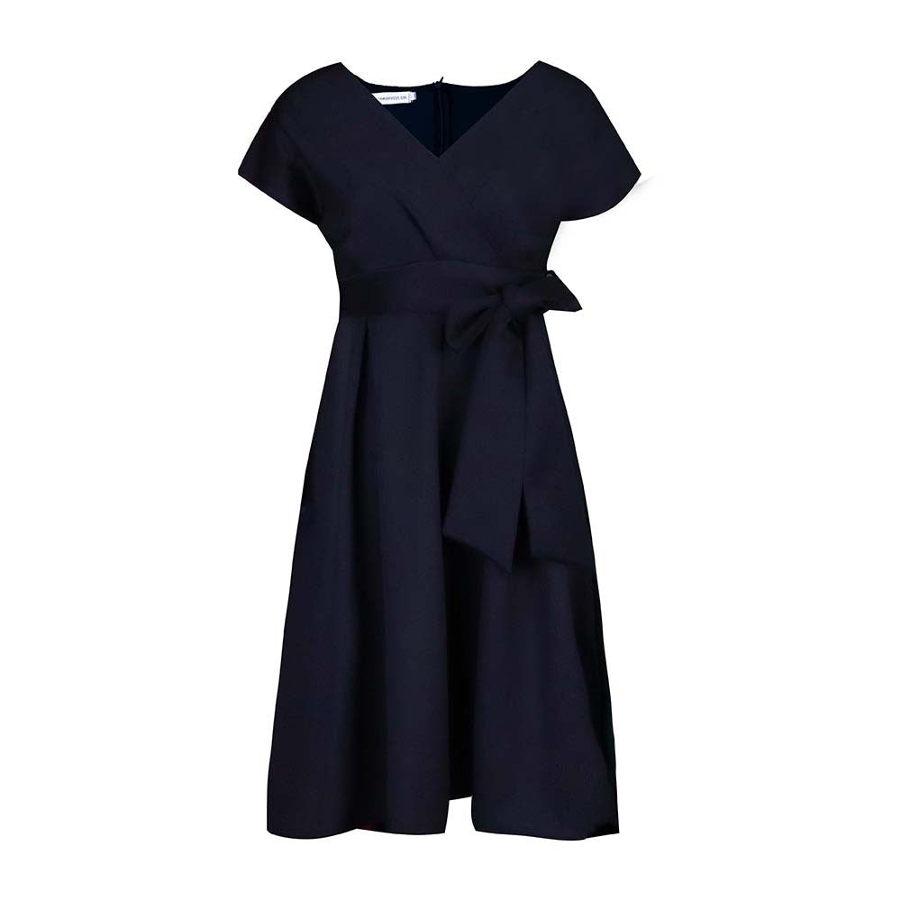Damen Wickelkleid V-Ausschnitt Gürtel Eveloria