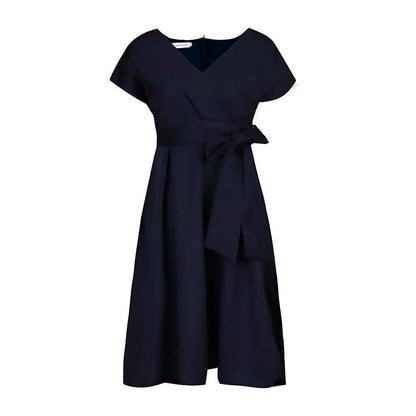 Damen Wickelkleid V-Ausschnitt Gürtel Eveloria