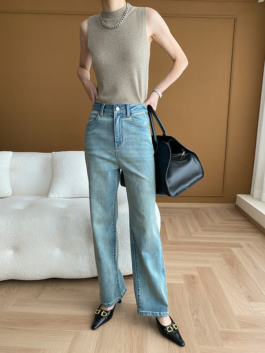 Damen Weite Jeans Hochgeschnitten Eveloria
