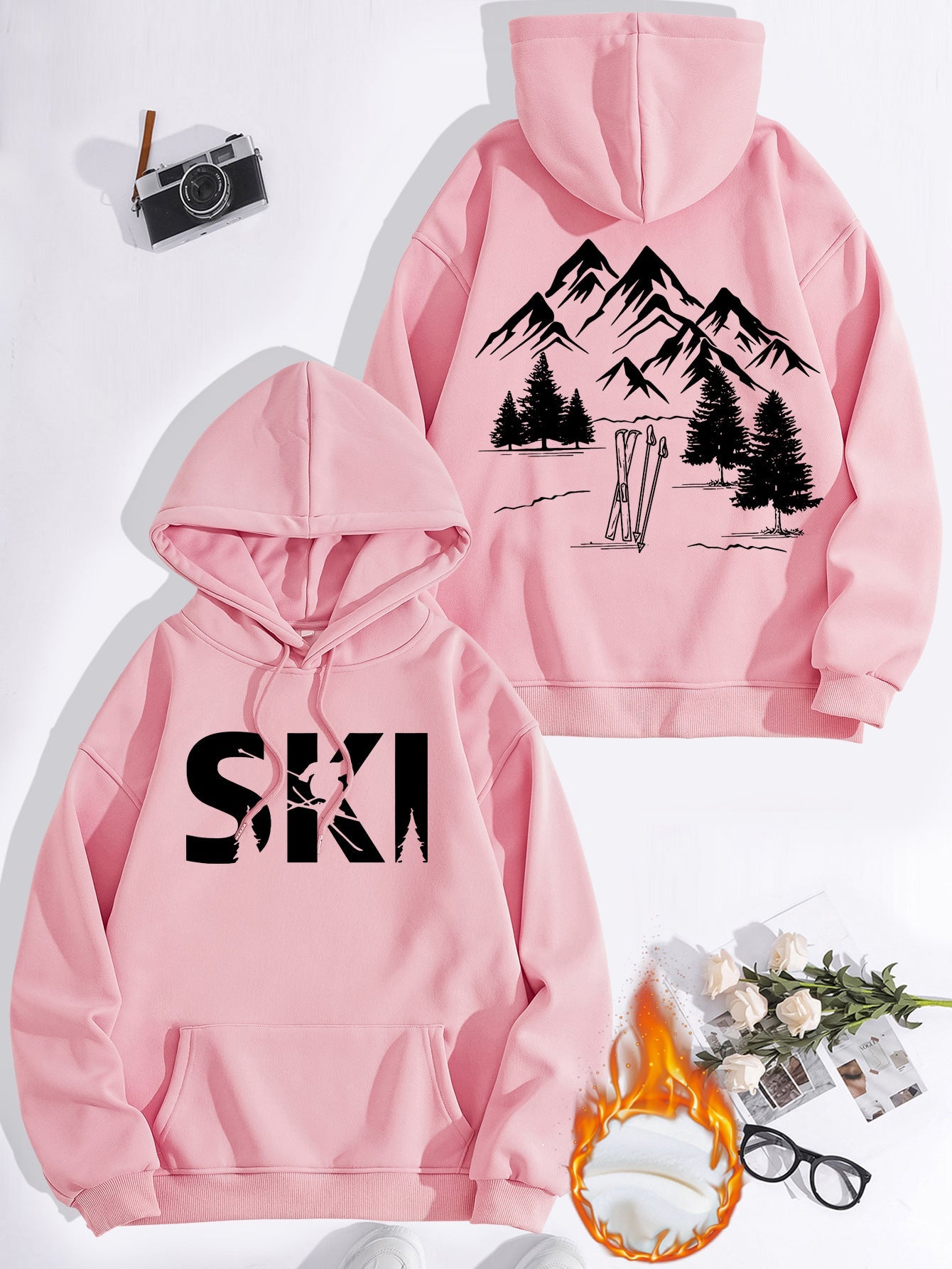 Damen Kapuzenpullover Ski-Design Gemütlich Eveloria