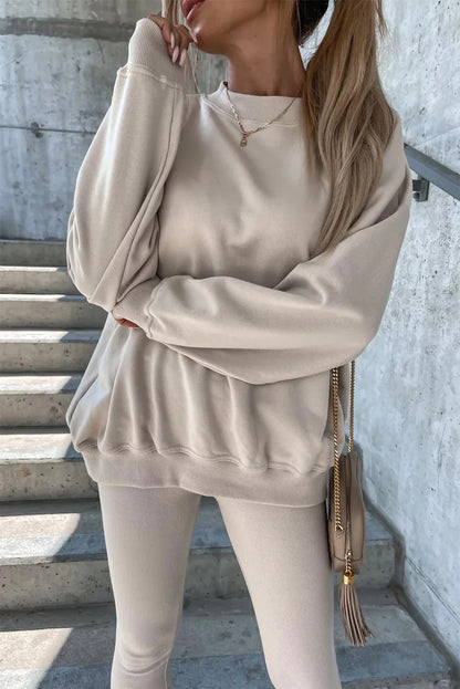 Damen Oversized Sweatshirt Set mit Leggings Grau Eveloria