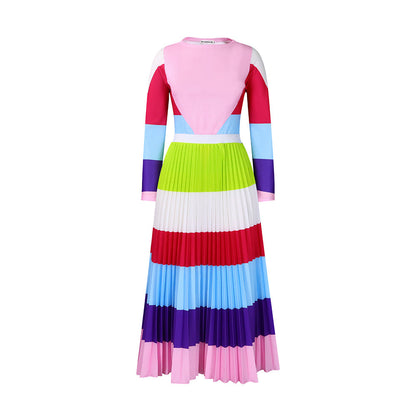 Damen Maxikleid Modernes Grafikdesign Elegante Plissee Optik