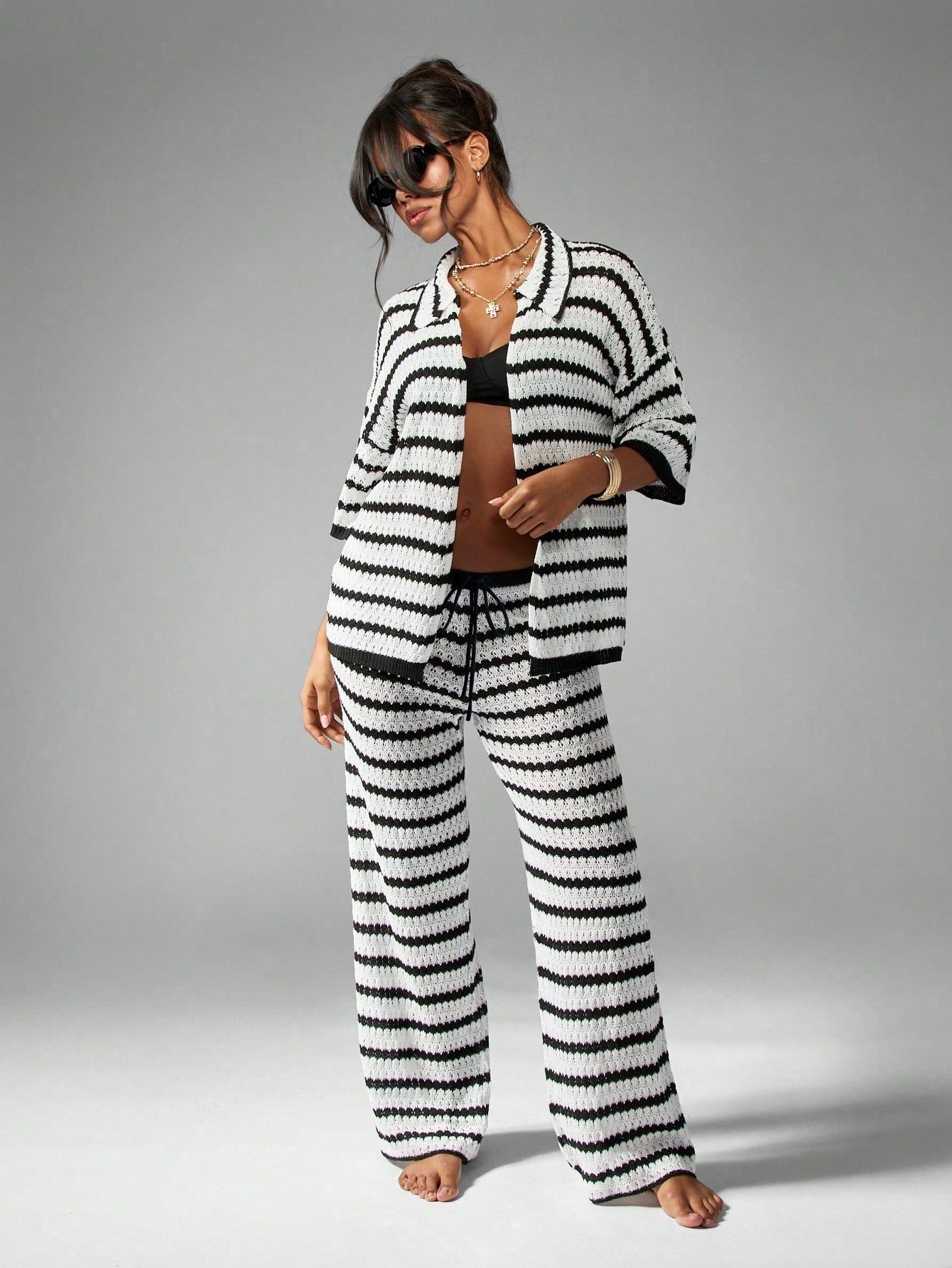 Damen Zweiteiler-Set Offene Ärmel Weites Design