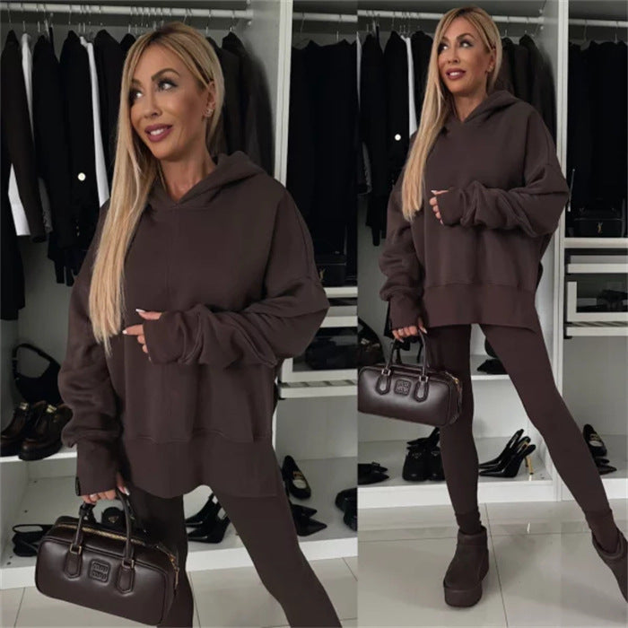 Damen Kapuzenpullover Animal-Print Erweiterte Ärmel Eveloria