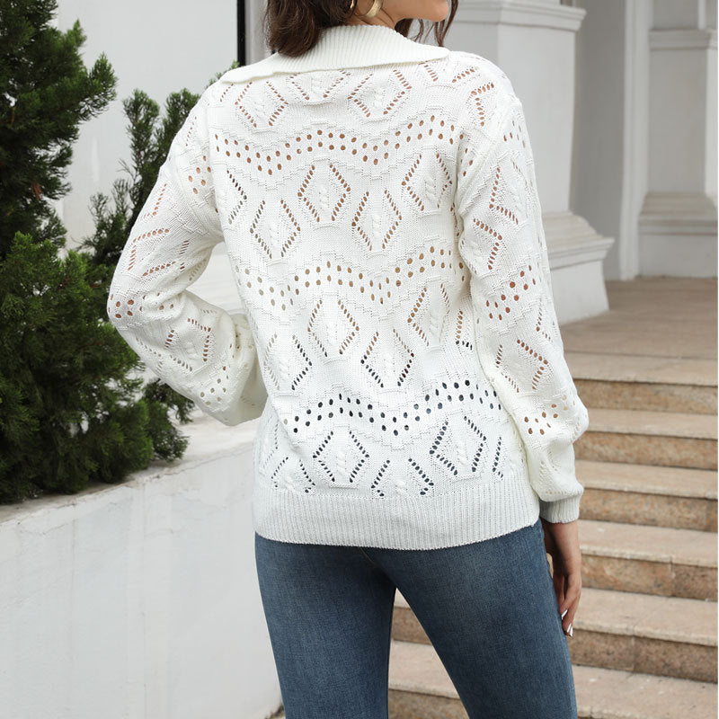 Damen Strickpullover Pikee-Muster Luftig Eveloria