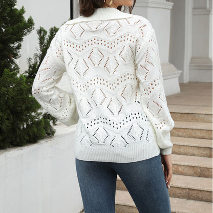 Damen Strickpullover Pikee-Muster Luftig Eveloria