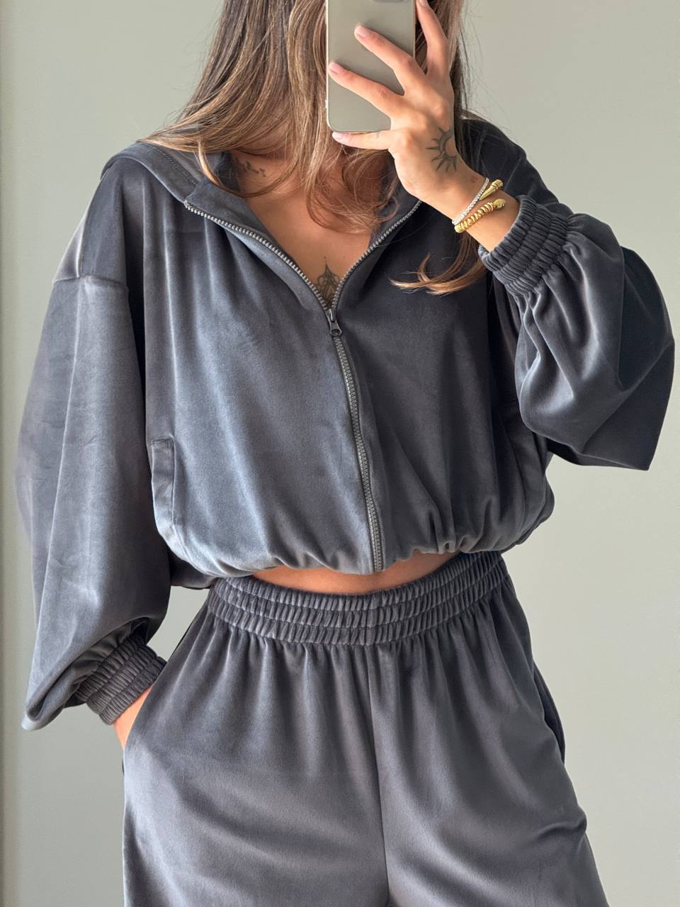 Damen Fleece-Anzug Modern Reißverschluss Weit Schnitt Eveloria