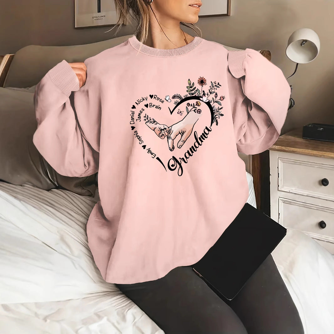 Damen Pullover Blumenmuster Baumwolle Entspannt Eveloria