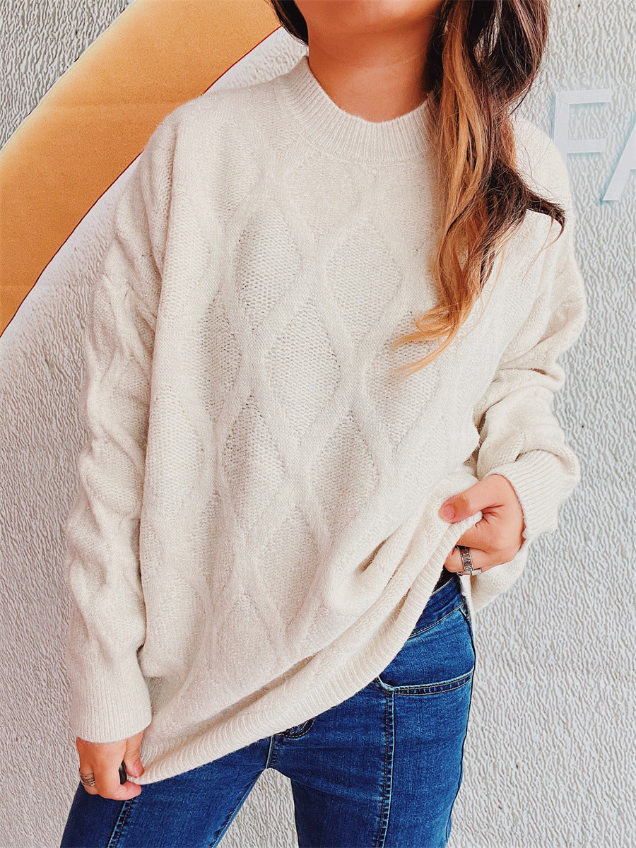 Damen Grobstrickpullover Jacquard-Muster Eveloria