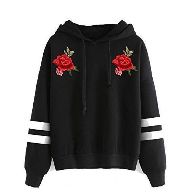 Damen Sweatshirt Rosenstickerei Eveloria