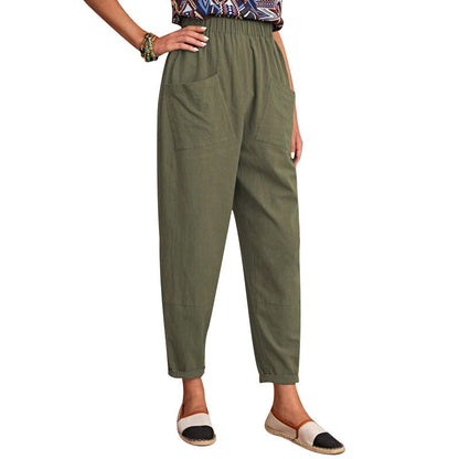 Damen Utility-Hose Elastischer Bund Praktische Taschen