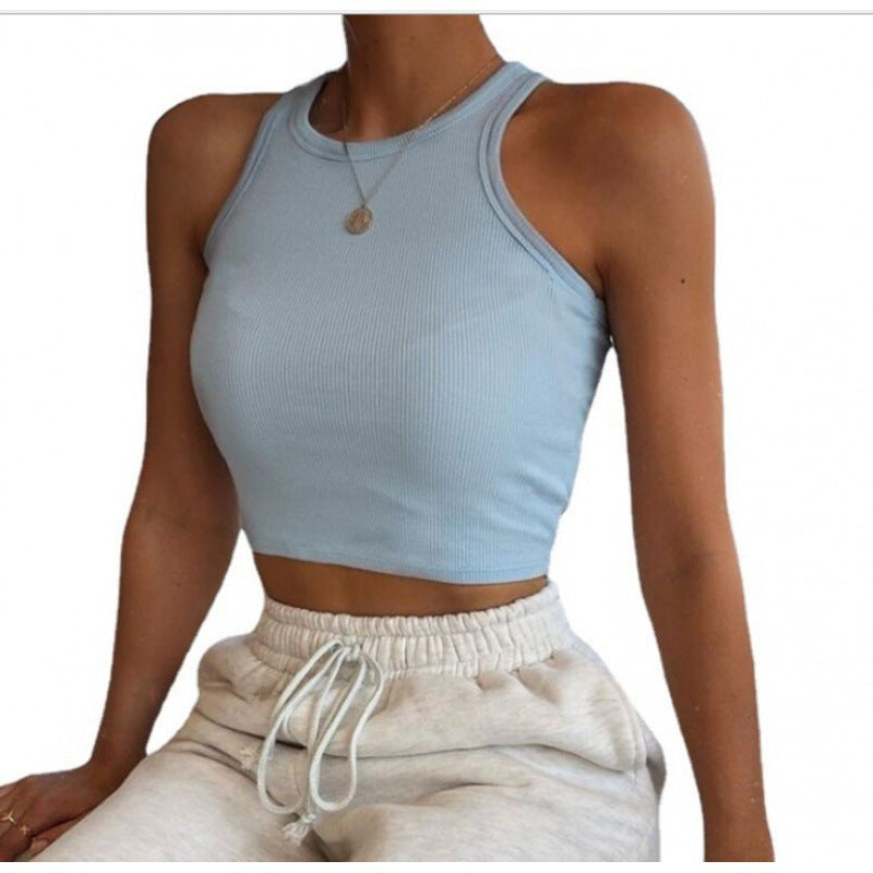 Damen Cropped Rippstruktur Breite Träger Eveloria