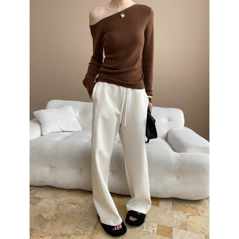 Damen Langarmoberteil Asymmetrisch Figurbetonter Stoff Eveloria