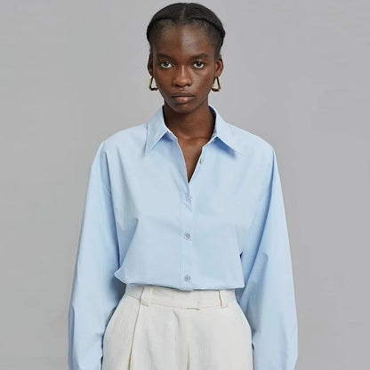 Damen Oversize-Hemd Eveloria Baumwolle Weiß