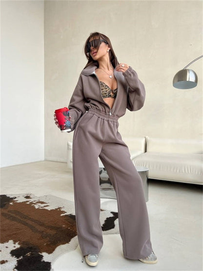 Damen Sweatanzug Elastisch Hochkragen Eveloria