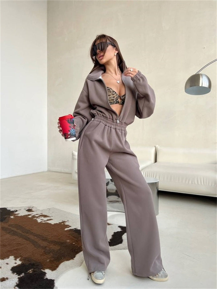 Damen Freizeitanzug Halb-Reißverschluss Weite Passform Eveloria