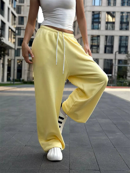 Damen Sweatpants Hochbund mit Taschen Bequem