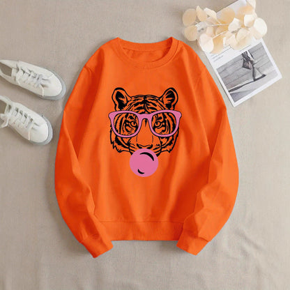 Damen Sweatshirt Tiger-Design Lässiger Schnitt Eveloria - Eveloria
