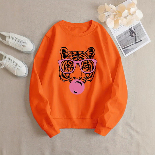 Damen Sweatshirt Tiger-Design Lässiger Schnitt Eveloria - Eveloria