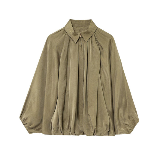 Damen Bluse mit Stehkragen und Plisseeoptik Elegantes Design - Eveloria