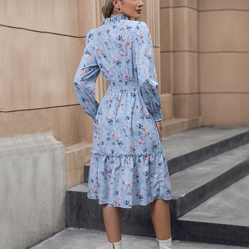 Damen Maxikleid Florale Rüschen Feine Details