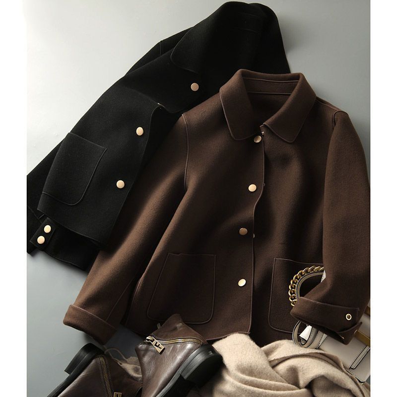 Damen Wollmantel Modisch Schwarz Eveloria - Eveloria