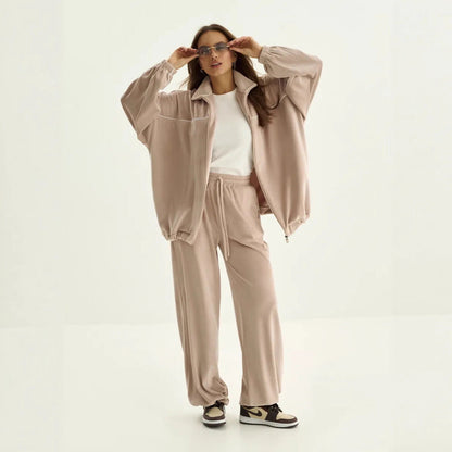 Damen Fleecejacke mit hohem Kragen und weiten Ärmeln Eveloria