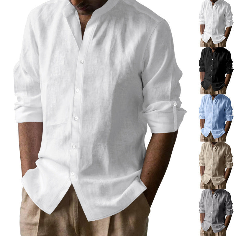 Herren Langarmhemd Lässig Elegante Knöpfe Weiß Eveloria - Eveloria