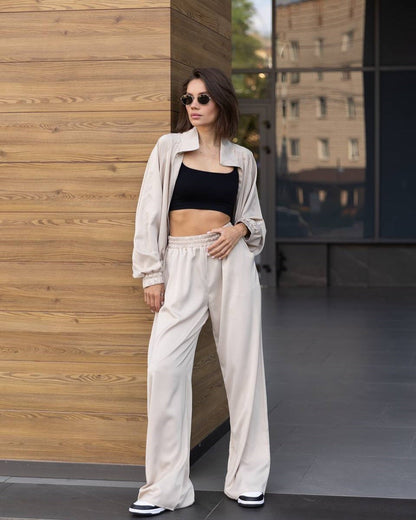 Damen Lounge-Set Weites Oberteil Bequeme Hose Entspannt Eveloria