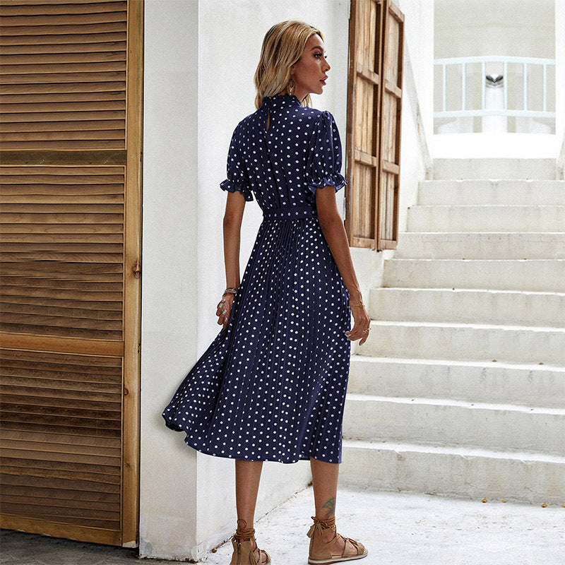 Damen Midikleid Sommerlich Puffärmel Taillengürtel Eveloria