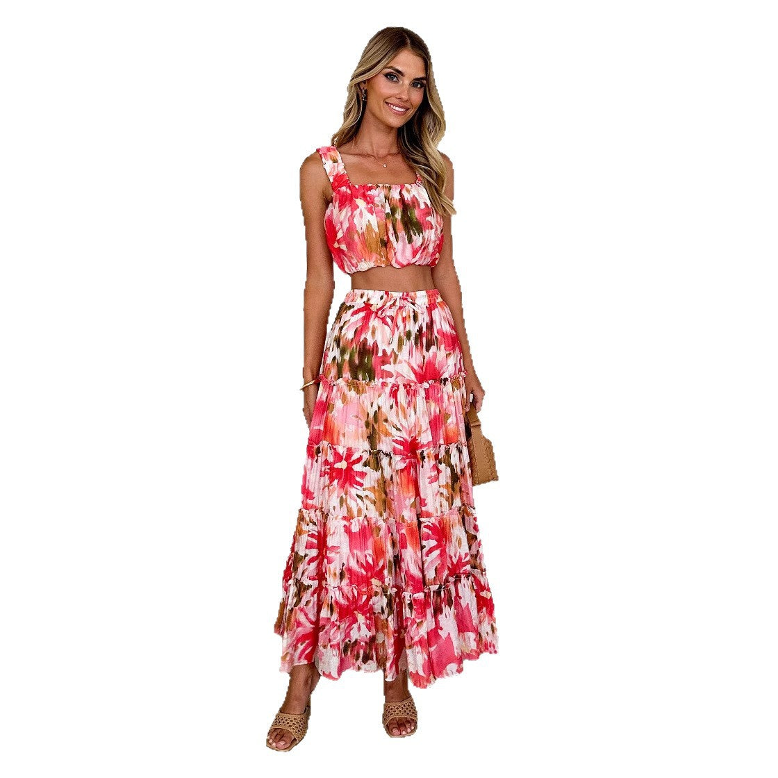 Damen Maxikleid Luftig Voluminöser Rock Eveloria