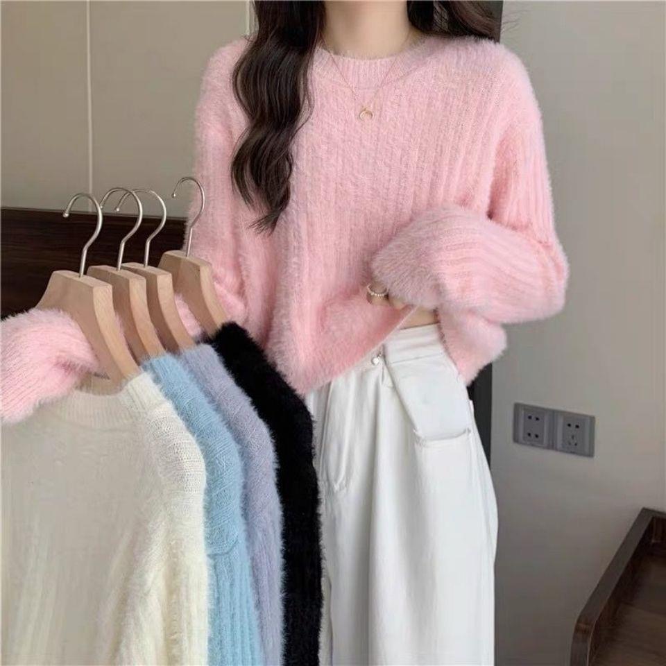 Damen Strickpullover Weiches Material Beige - Eveloria