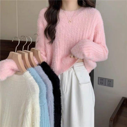 Damen Strickpullover Weiches Material Beige - Eveloria
