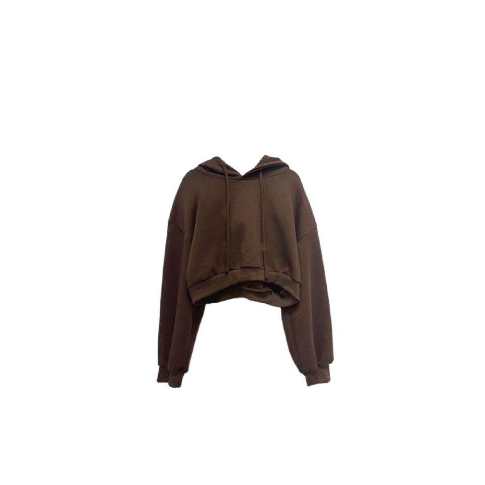 Damen Cropped Kapuzenpullover Oversized Schnitt Eveloria