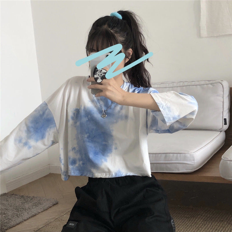 Damen Cropped Sweatshirt Batik-Design Lässig Eveloria