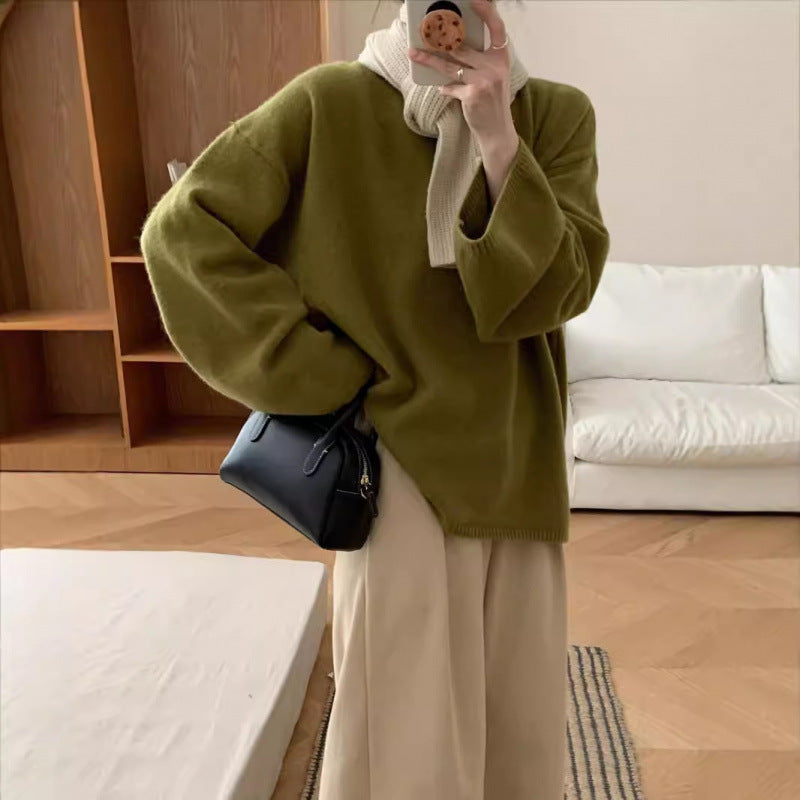 Damen Oversized Strickpullover Weiter Schnitt Feines Material