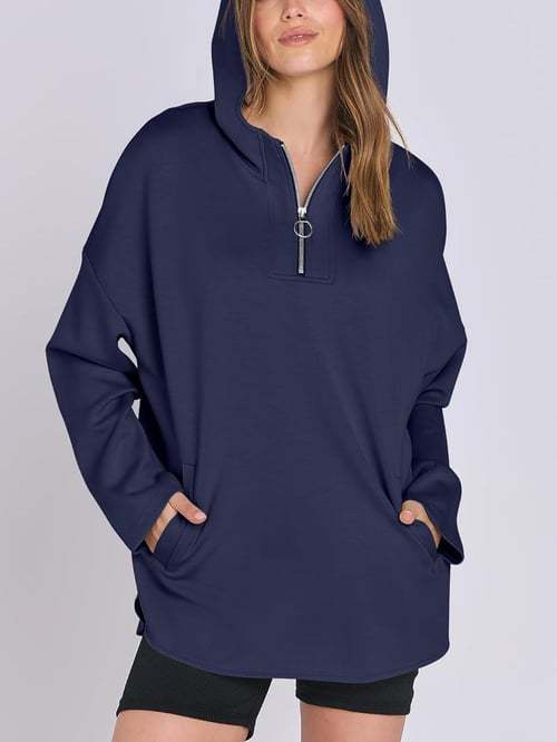 Damen Hoodie Halbzipp lockerer Schnitt Eveloria