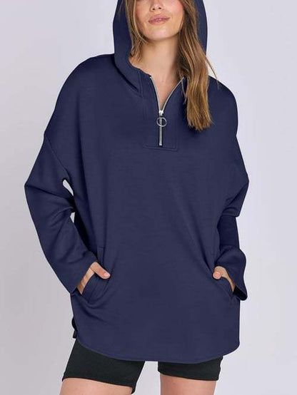 Damen Hoodie Halbzipp lockerer Schnitt Eveloria