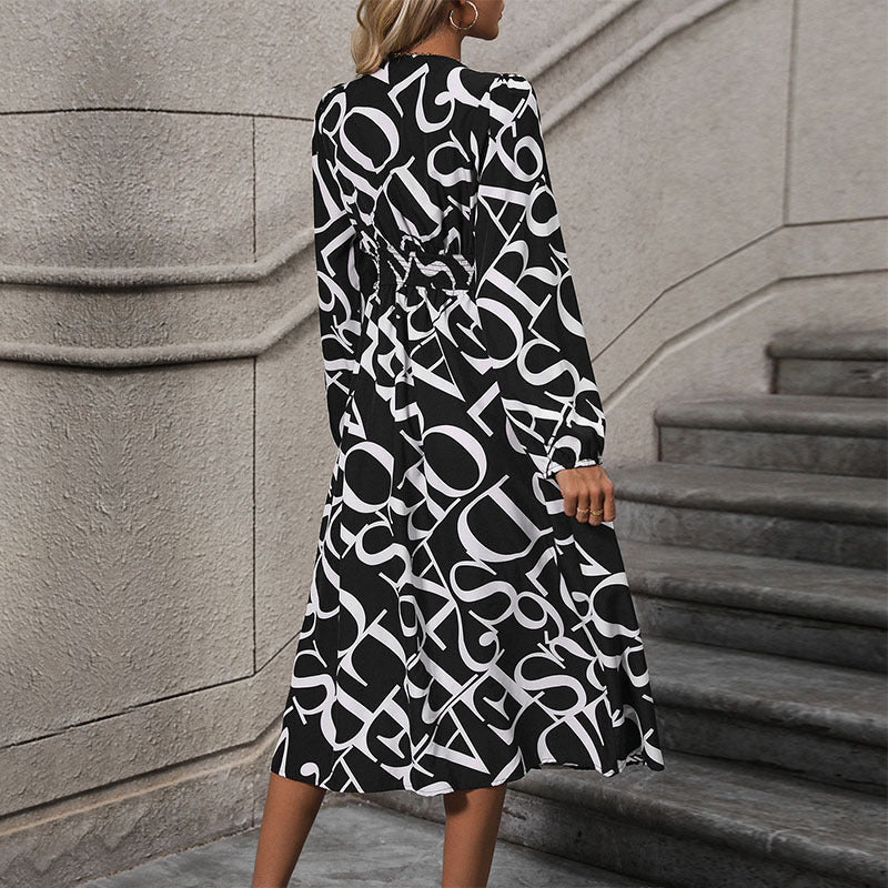 Damen Wickelkleid Grafik-Print Eleganter Schnitt Eveloria