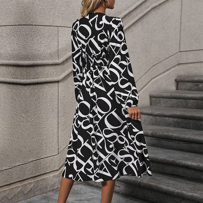 Damen Wickelkleid Grafik-Print Eleganter Schnitt Eveloria
