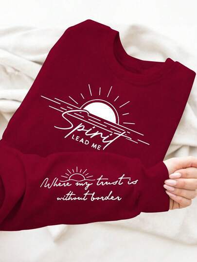 Damen Sweatshirt Weich Fließend mit Druck Eveloria