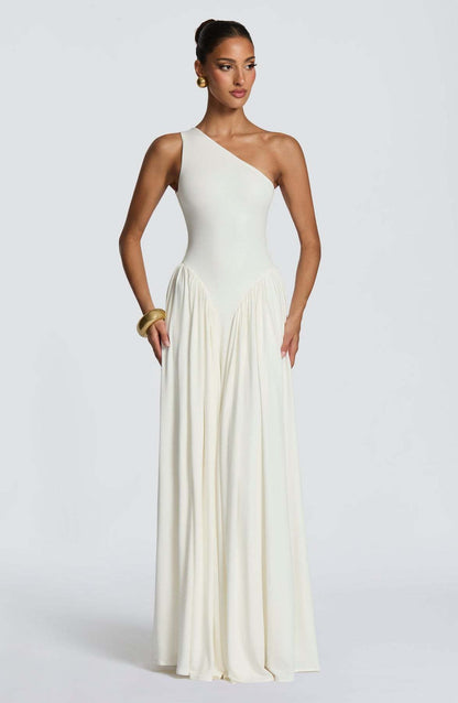 Damen Maxikleid Asymmetrisch Fließender Rock