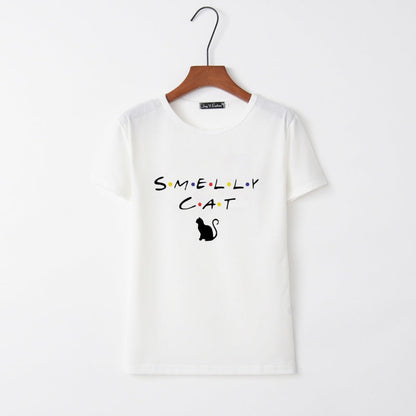 Damen T-Shirt Katzenmotiv Rundhals