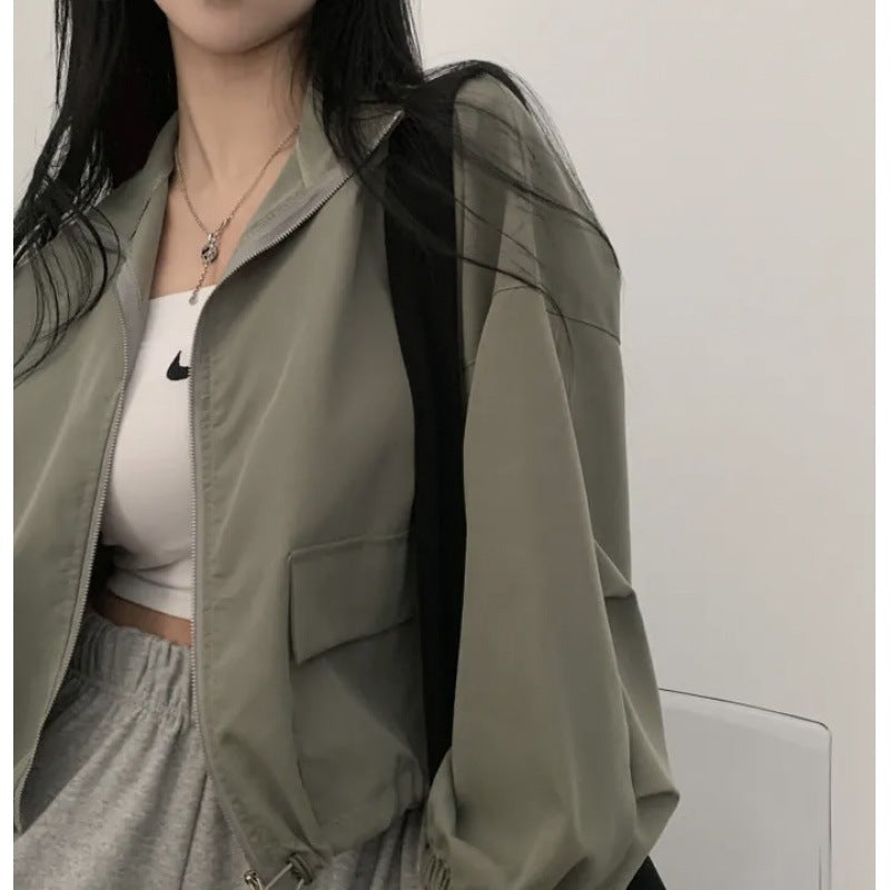 Damen Cropped Jacke Elastisch Lässig