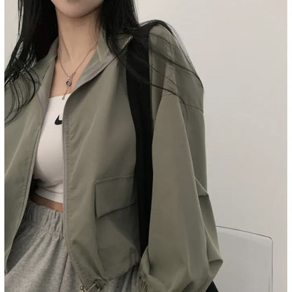 Damen Cropped Jacke Elastisch Lässig