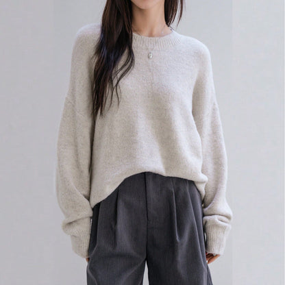 Damen Grobstrickpullover Lässiger Schnitt Voluminöse Ärmel Eveloria - Eveloria